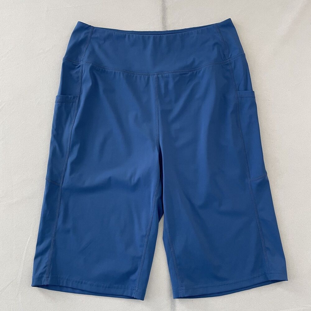 NWT Gradual Biker Shorts Blue High Rise Side Pockets Women Size L